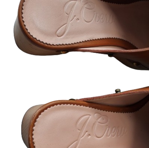 J. Crew Leather Slip On Mule Clog Shoe Size 6.5 #BA188 Rich Oak - Picture 10 of 14